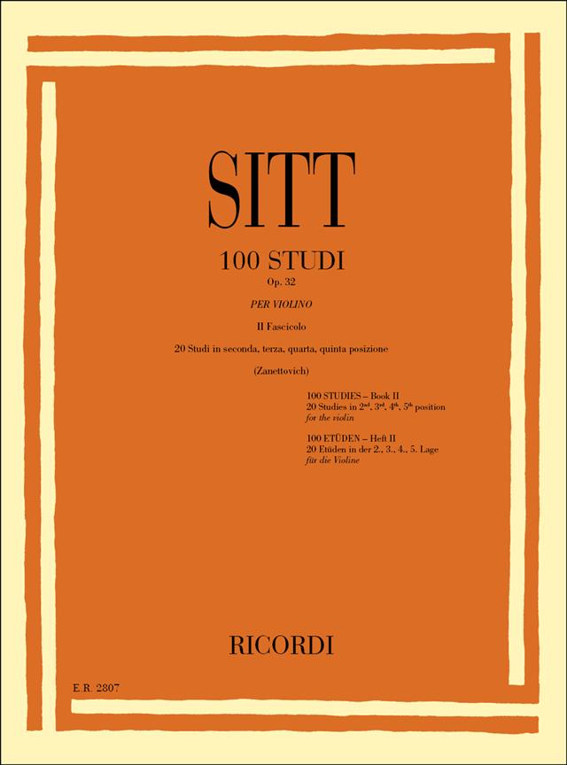 100 Studi Op. 32 per Violino - Volume 2 - 20 Studi In Seconda,Terza, Quarta, Quinta Posizione - pro housle